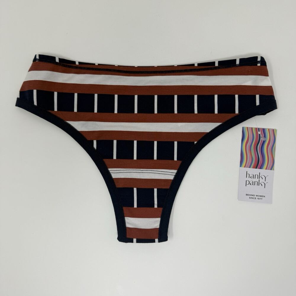 Hanky Panky Thong Panties XS/S Play Stretch Batu Striped Supima Cotton NWT